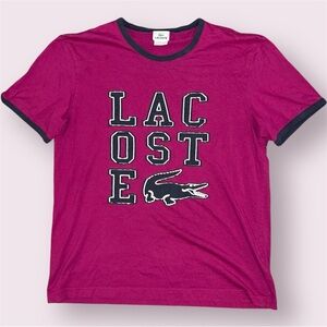 Vintage Lacoste Spellout Alligator Logo Shirt Men's 6 / XL Pink / Magenta